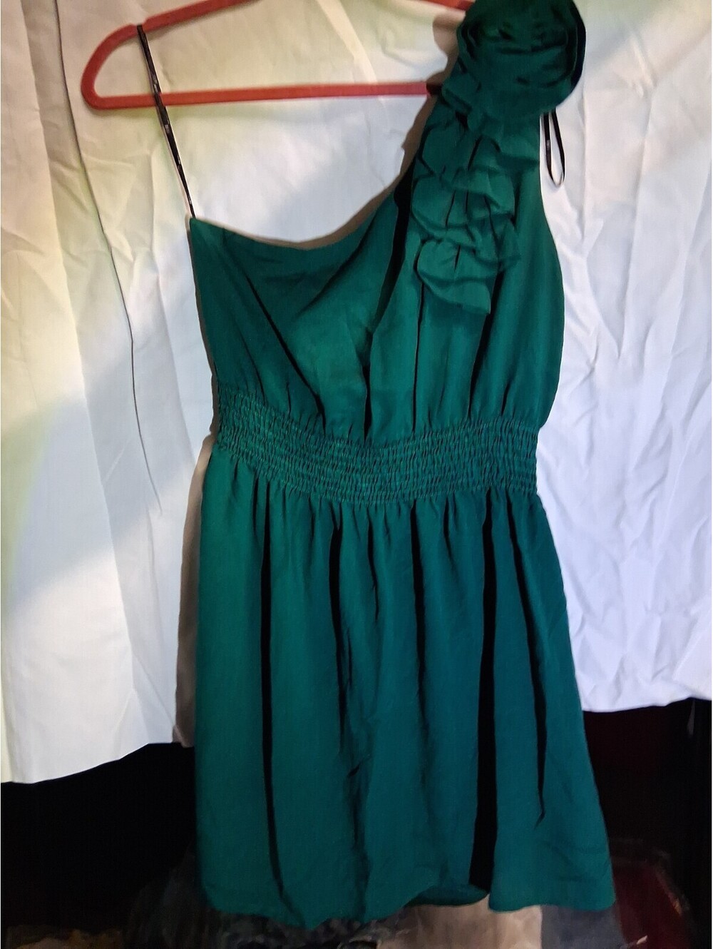 XX1 Twenty One Green Ruffled One Shoulder Cocktail Dress Large G2